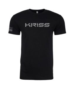 KRISS Distressed Logo T-Shirt | American Flag Sleeve | Classic Fit Crewneck