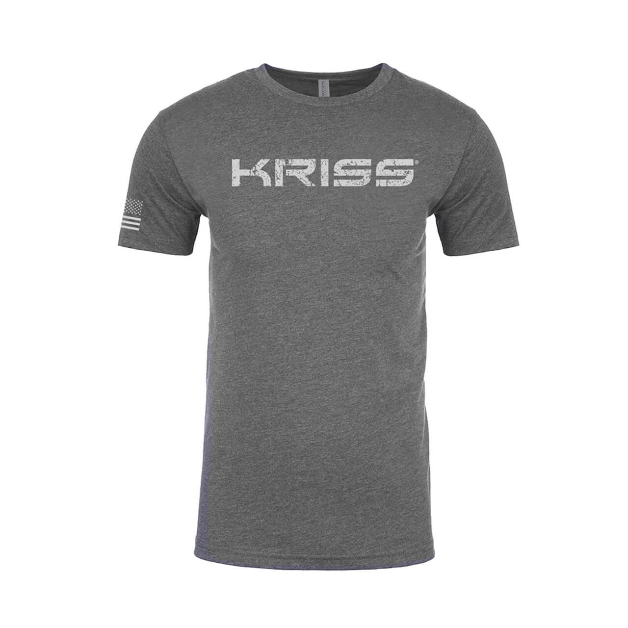 KRISS Distressed Logo T-Shirt | American Flag Sleeve | Classic Fit Crewneck - Image 2