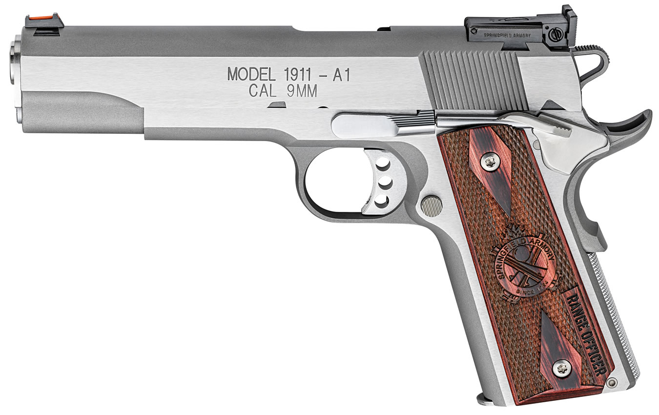 Springfield 1911-A1 Range Officer 9mm Stainless Essentials Package w/ Adjustable Rear Sight Springfield 1911-A1 Range Officer 9mm Stainless Essentials Package w/ Adjustable Rear Sight - firearms - PRK Arms